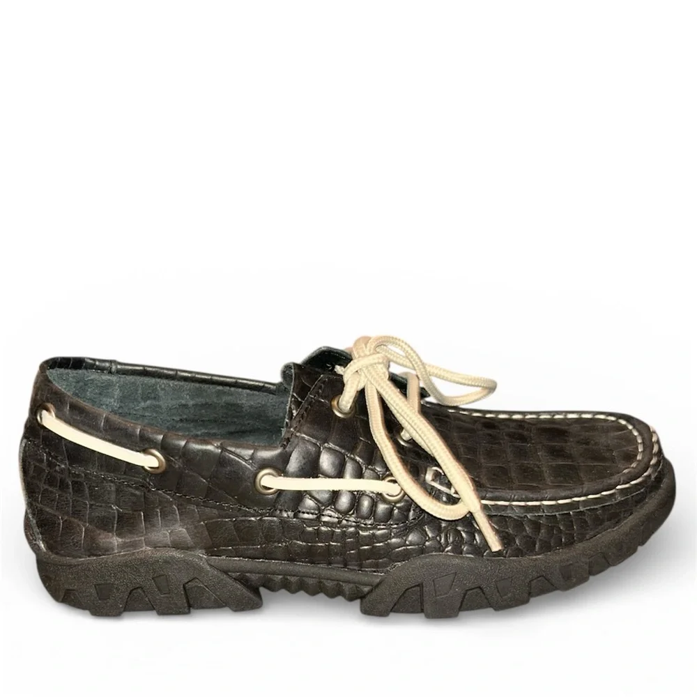 FERRINI WOMEN'S CROC PRINT MOC TOE LOAFERS NWOB